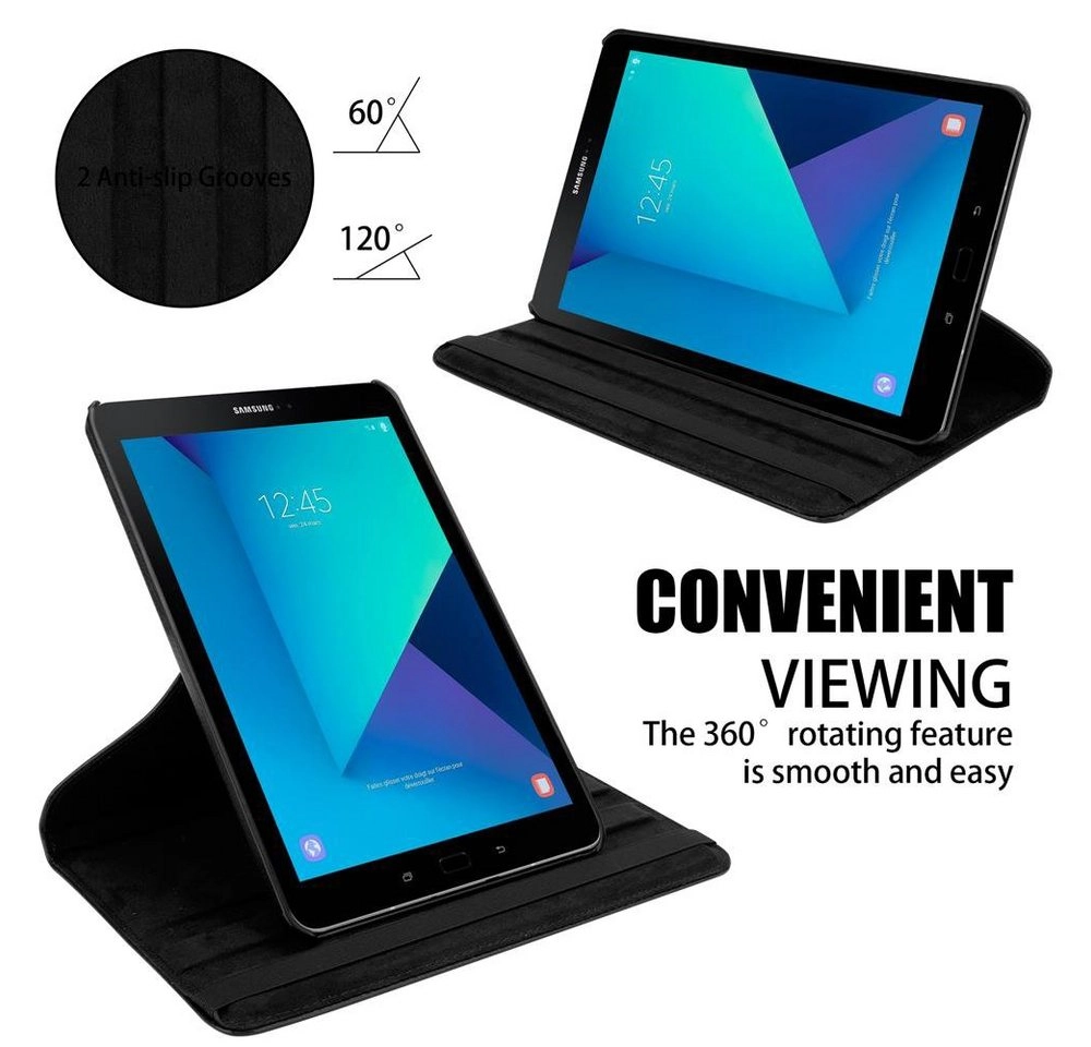 Cadorabo Tablet Hülle für Samsung Galaxy Tab S3 (9,7" Zoll) SM-T820N / T825N in HOLUNDER SCHWARZ Book Style Schutzhülle OHNE Auto Wake Up mit Standfunktion und Gummiband Verschluss