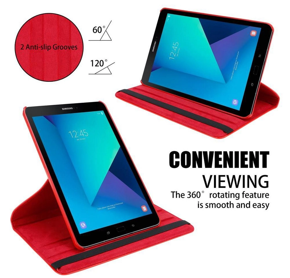 Cadorabo Tablet Hülle für Samsung Galaxy Tab S3 (9,7" Zoll) SM-T820N / T825N in MOHN ROT Book Style Schutzhülle OHNE Auto Wake Up mit Standfunktion und Gummiband Verschluss