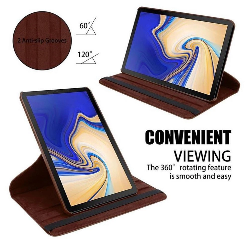 Cadorabo Tablet Hülle für Samsung Galaxy Tab S4 (10,5" Zoll) T830 / T835 in PILZ BRAUN Book Style Schutzhülle OHNE Auto Wake Up mit Standfunktion und Gummiband Verschluss