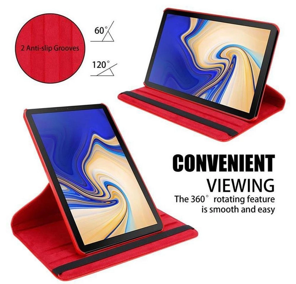 Cadorabo Tablet Hülle für Samsung Galaxy Tab S4 (10,5" Zoll) T830 / T835 in MOHN ROT Book Style Schutzhülle OHNE Auto Wake Up mit Standfunktion und Gummiband Verschluss