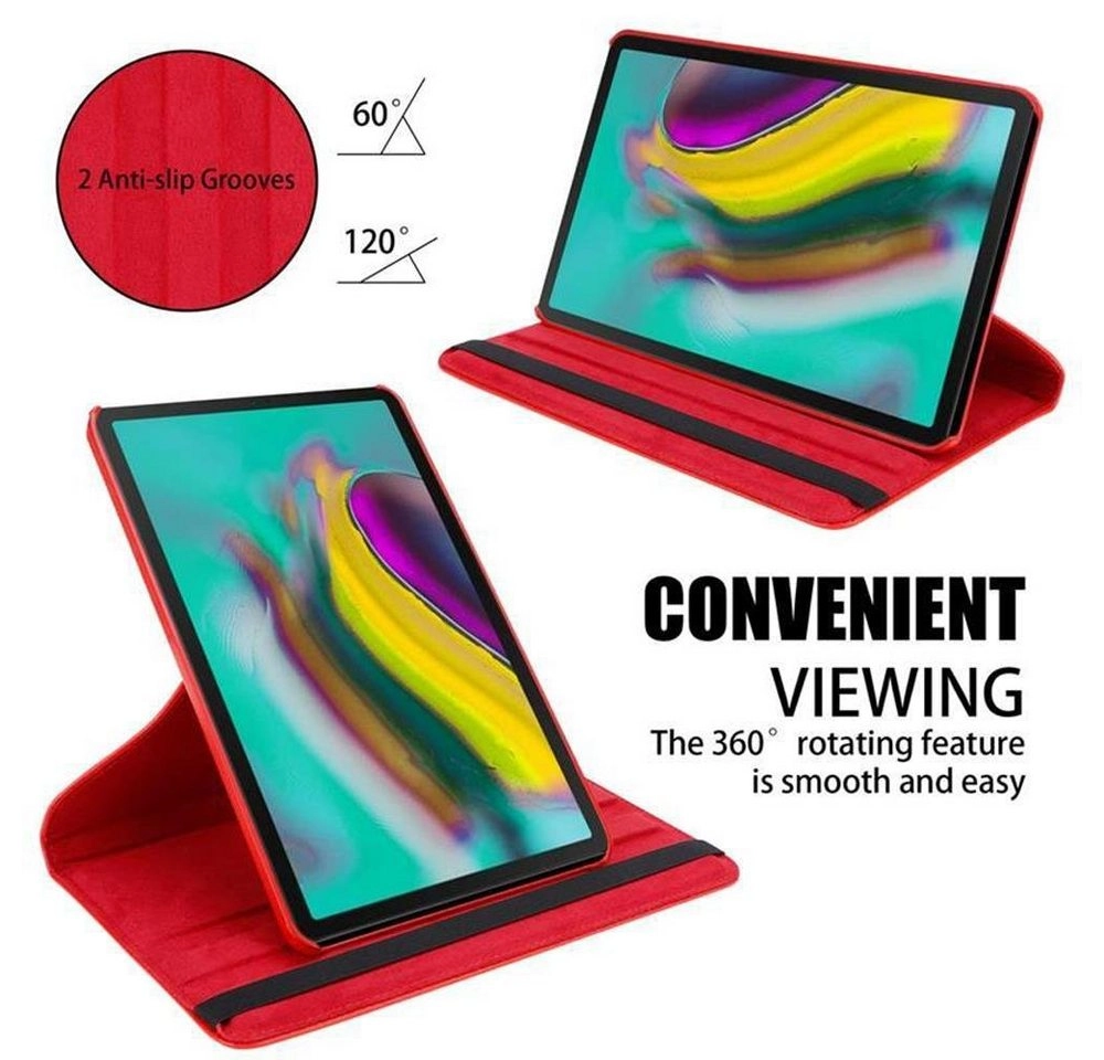 Cadorabo Tablet Hülle für Samsung Galaxy Tab S5e (10,5" Zoll) SM-T725N in MOHN ROT Book Style Schutzhülle OHNE Auto Wake Up mit Standfunktion und Gummiband Verschluss
