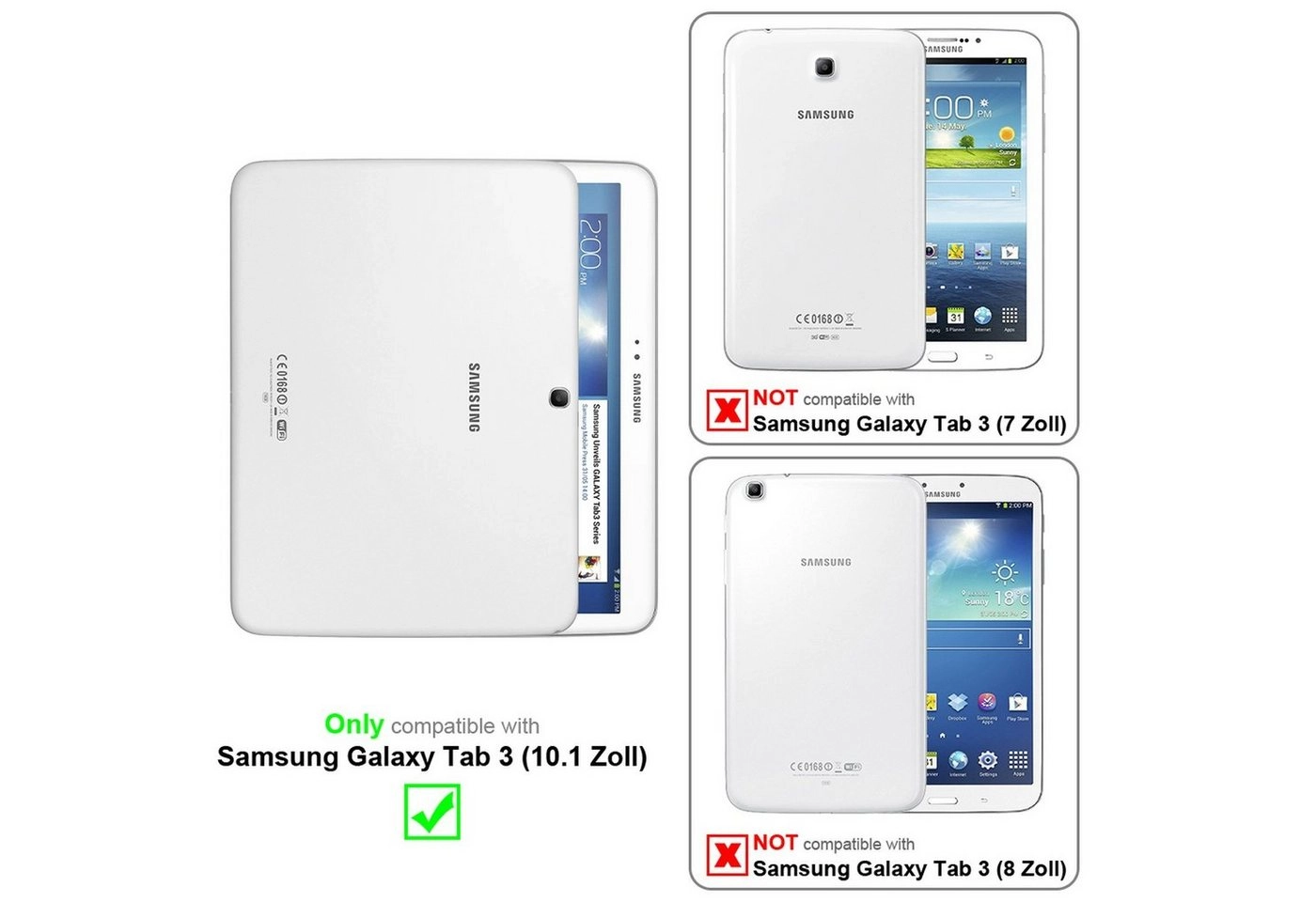 Cadorabo Tablet Hülle für Samsung Galaxy Tab 3 (10,1" Zoll) P5200 in HOLUNDER SCHWARZ Book Style Schutzhülle OHNE Auto Wake Up mit Standfunktion und Gummiband Verschluss