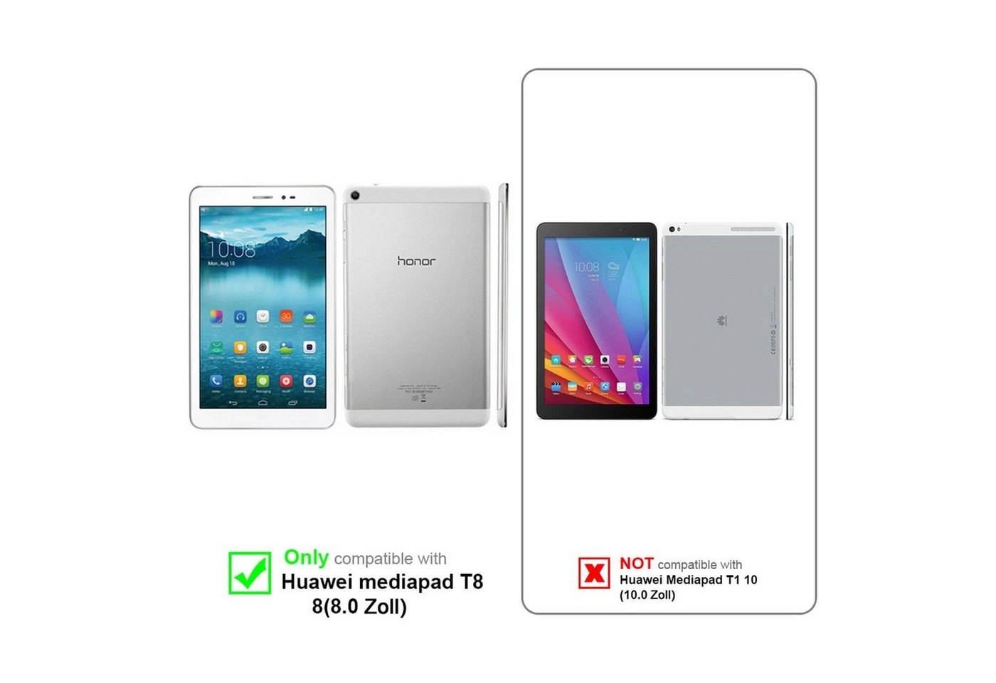 Cadorabo Tablet Hülle für Huawei MediaPad T1 8 (8,0" Zoll) in MOHN ROT Book Style Schutzhülle OHNE Auto Wake Up mit Standfunktion und Gummiband Verschluss
