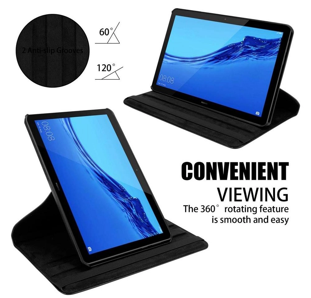 Cadorabo Tablet Hülle für Huawei MediaPad T5 10 (10,1" Zoll) in HOLUNDER SCHWARZ Book Style Schutzhülle OHNE Auto Wake Up mit Standfunktion und Gummiband Verschluss