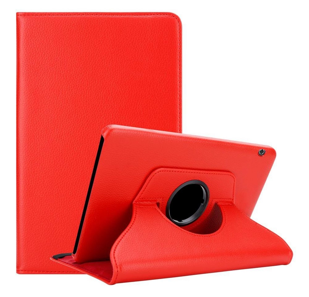 Cadorabo Tablet Hülle für Huawei MediaPad T5 10 (10,1" Zoll) in MOHN ROT Book Style Schutzhülle OHNE Auto Wake Up mit Standfunktion und Gummiband Verschluss