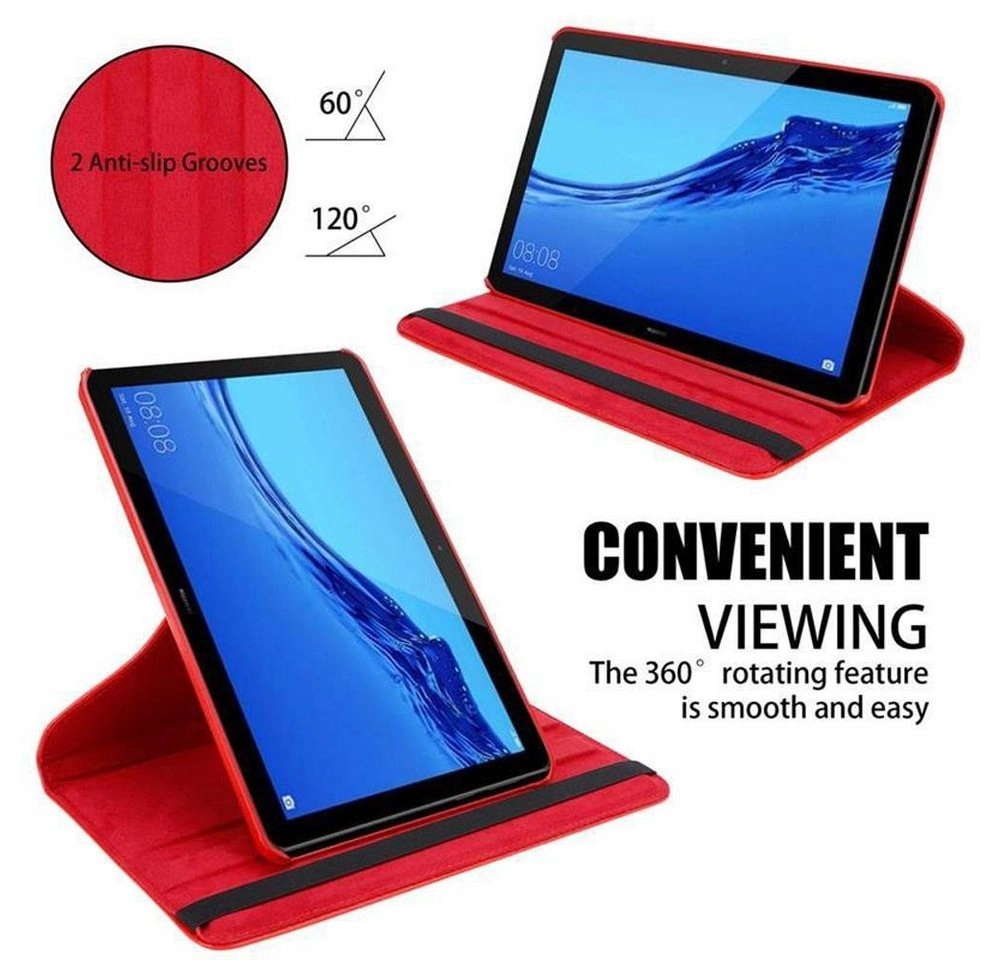 Cadorabo Tablet Hülle für Huawei MediaPad T5 10 (10,1" Zoll) in MOHN ROT Book Style Schutzhülle OHNE Auto Wake Up mit Standfunktion und Gummiband Verschluss