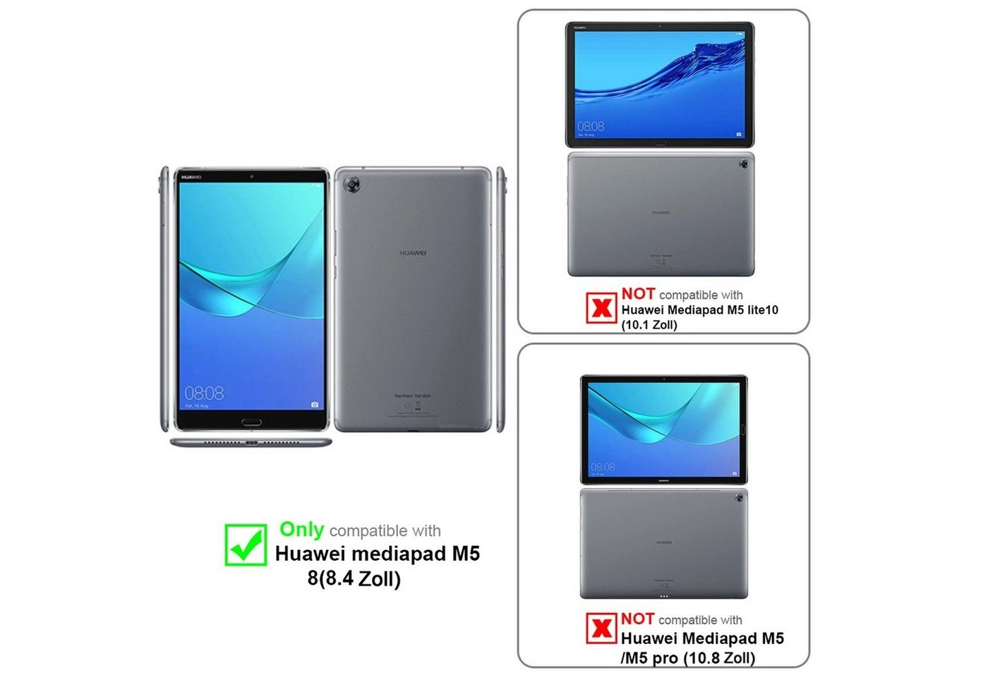 Cadorabo Tablet Hülle für Huawei MediaPad M5 8 (8,4" Zoll) in PILZ BRAUN Book Style Schutzhülle OHNE Auto Wake Up mit Standfunktion und Gummiband Verschluss
