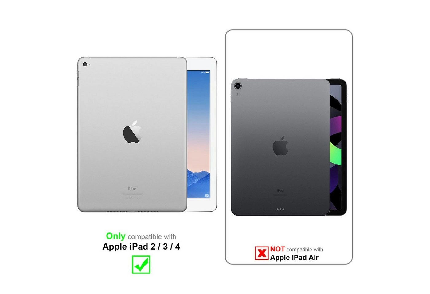 Cadorabo Tablet Hülle für Apple iPad 2 / iPad 3 / iPad 4 in HOLUNDER SCHWARZ Book Style Schutzhülle mit Auto Wake Up mit Standfunktion und Gummiband Verschluss