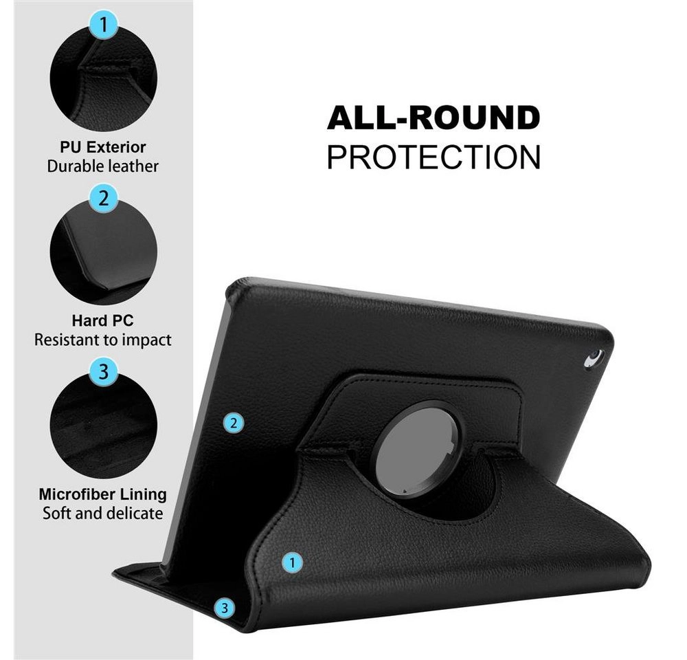 Cadorabo Tablet Hülle für Apple iPad 2 / iPad 3 / iPad 4 in HOLUNDER SCHWARZ Book Style Schutzhülle mit Auto Wake Up mit Standfunktion und Gummiband Verschluss