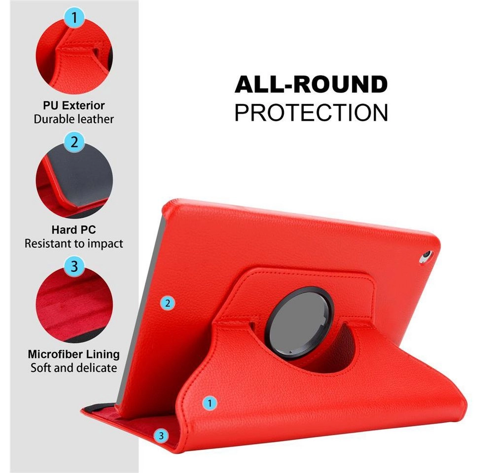Cadorabo Tablet Hülle für Apple iPad 2 / iPad 3 / iPad 4 in MOHN ROT Book Style Schutzhülle mit Auto Wake Up mit Standfunktion und Gummiband Verschluss