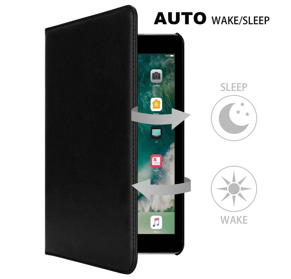 Cadorabo Tablet Hülle für Apple iPad (9,7" Zoll) 2017 / 2018 (5, Gen, und 6, Gen,) in HOLUNDER SCHWARZ Book Style Schutzhülle mit Auto Wake Up mit Standfunktion und Gummiband Verschluss