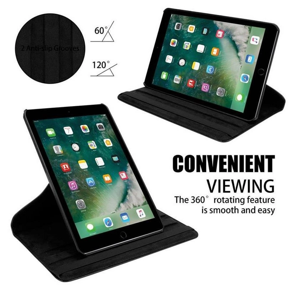 Cadorabo Tablet Hülle für Apple iPad (9,7" Zoll) 2017 / 2018 (5, Gen, und 6, Gen,) in HOLUNDER SCHWARZ Book Style Schutzhülle mit Auto Wake Up mit Standfunktion und Gummiband Verschluss