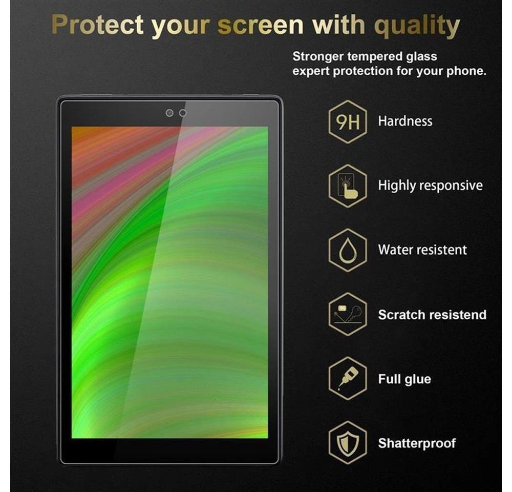 Cadorabo Panzer Folie für Kindle Fire HD 10 2017 (7. Gen.) Schutzfolie in KRISTALL KLAR Gehärtetes (Tempered) Display-Schutzglas in 9H Härte mit 3D Touch Kompatibilität