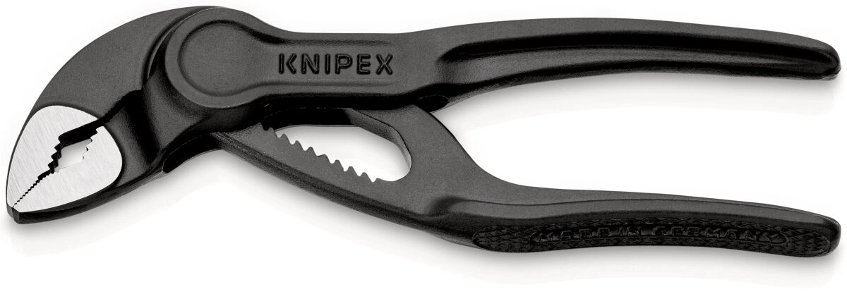 KNIPEX 87 00 100 Cobra® XS Wasserpumpenzange 100 mm aufgeprägte raue Oberfläche grau atramentiert poliert