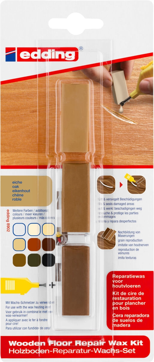 edding 8902 3 x Holzboden-Reparatur-Wachs Farbe eiche Set