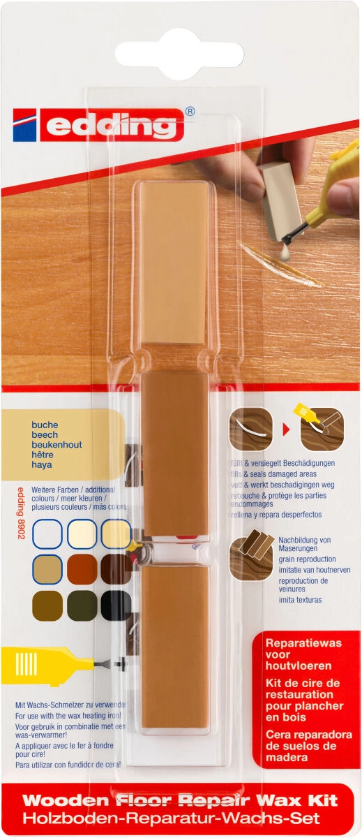 edding 8902 3 x Holzboden-Reparatur-Wachs Farbe buche Set