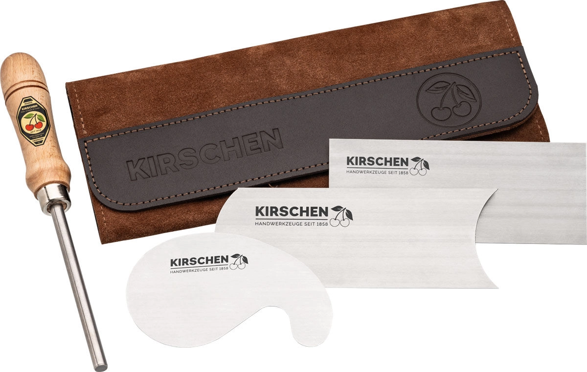 KIRSCHEN Ziehklingensatz 4-teilig in Veloursleder-Tasche inkl. Ziehklingenstahl 3824001