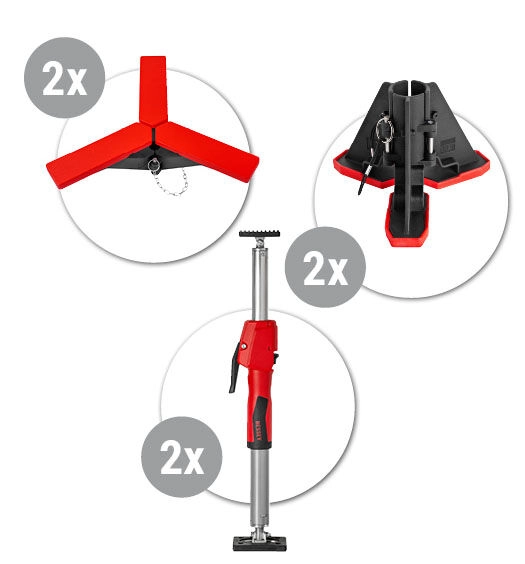 BESSEY Montageset 1 - 2x Deckenstütze STE55 40-55cm + 2x Stativ STE-KBS + 2x Deckenstativ STE-DS STE55-SET