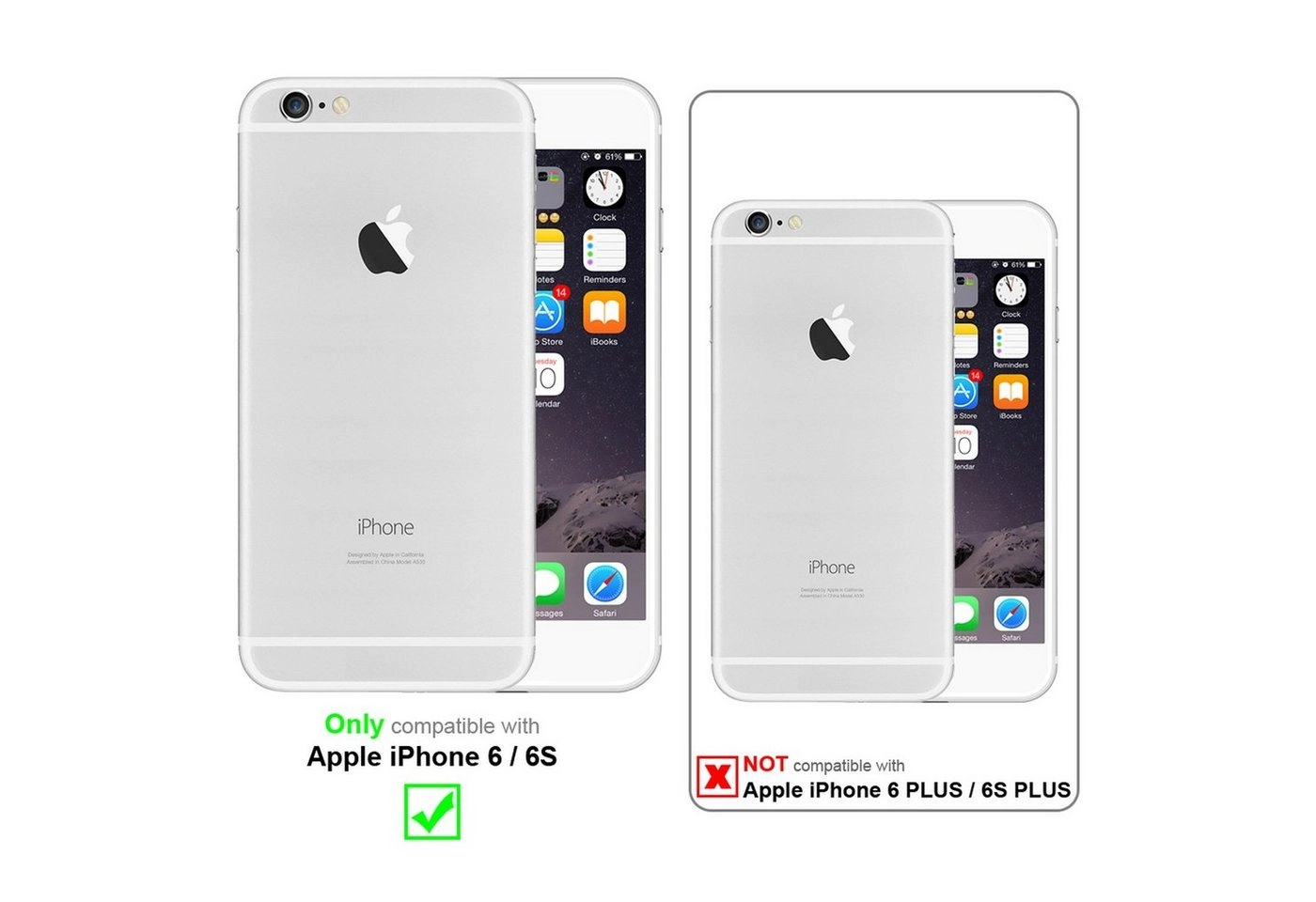 Cadorabo 3x Panzer Folie für Apple iPhone 6 / iPhone 6S Schutzfolie in KRISTALL KLAR 3er Pack Gehärtetes (Tempered) Display-Schutzglas in 9H Härte mit 3D Touch Kompatibilität