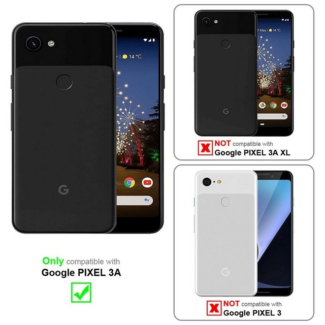 Cadorabo 3x Panzer Folie für Google Pixel 3A Schutzfolie in KRISTALL KLAR 3er Pack Gehärtetes (Tempered) Display-Schutzglas in 9H Härte mit 3D Touch Kompatibilität