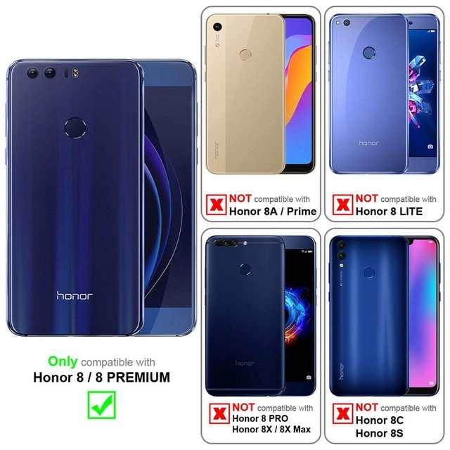Cadorabo 3x Panzer Folie für Honor 8 Schutzfolie in KRISTALL KLAR 3er Pack Gehärtetes (Tempered) Display-Schutzglas in 9H Härte mit 3D Touch Kompatibilität