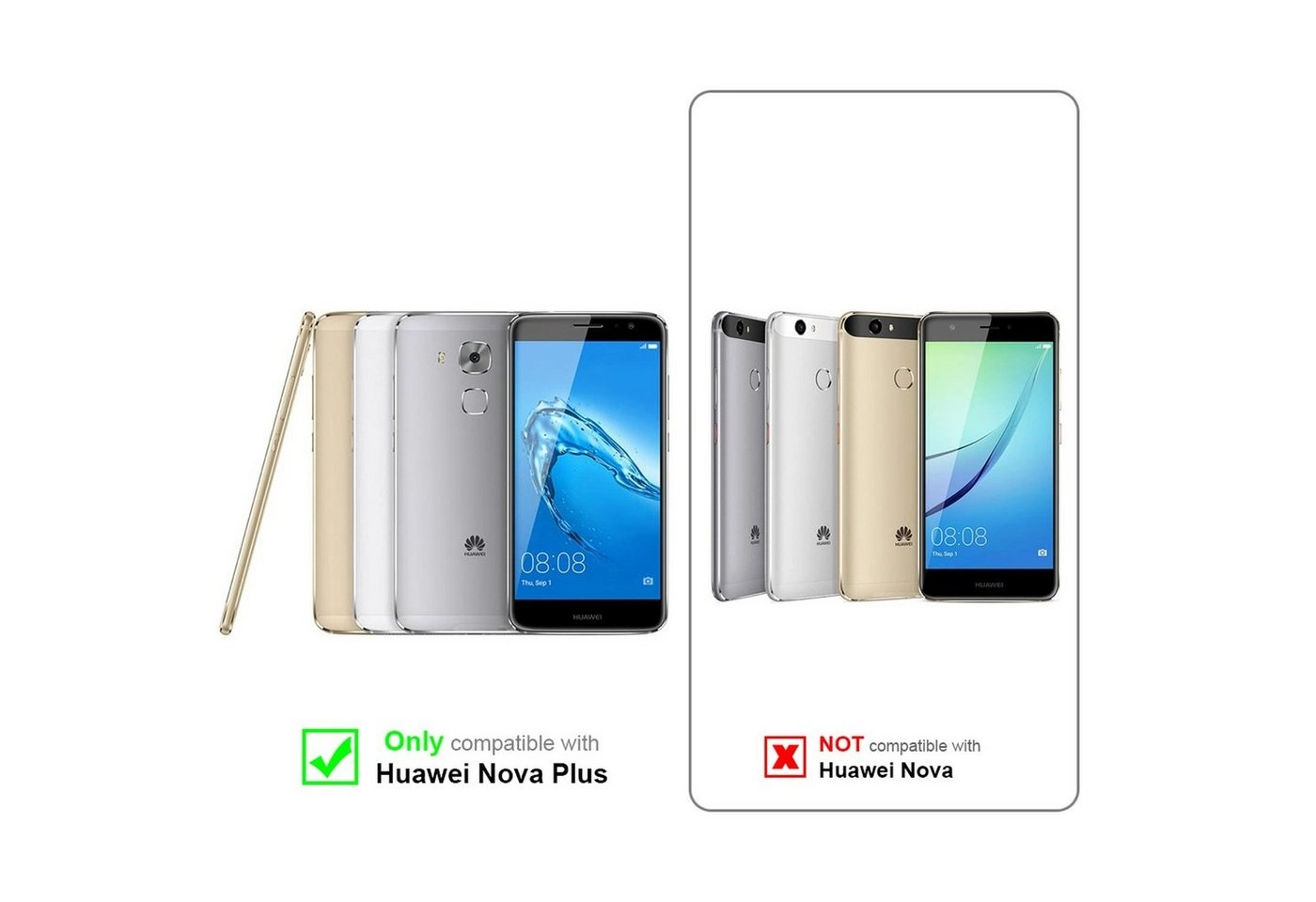 Cadorabo 3x Panzer Folie für Huawei NOVA PLUS Schutzfolie in KRISTALL KLAR 3er Pack Gehärtetes (Tempered) Display-Schutzglas in 9H Härte mit 3D Touch Kompatibilität
