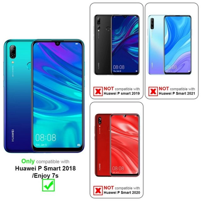 Cadorabo 3x Panzer Folie für Huawei P SMART Schutzfolie in KRISTALL KLAR 3er Pack Gehärtetes (Tempered) Display-Schutzglas in 9H Härte mit 3D Touch Kompatibilität