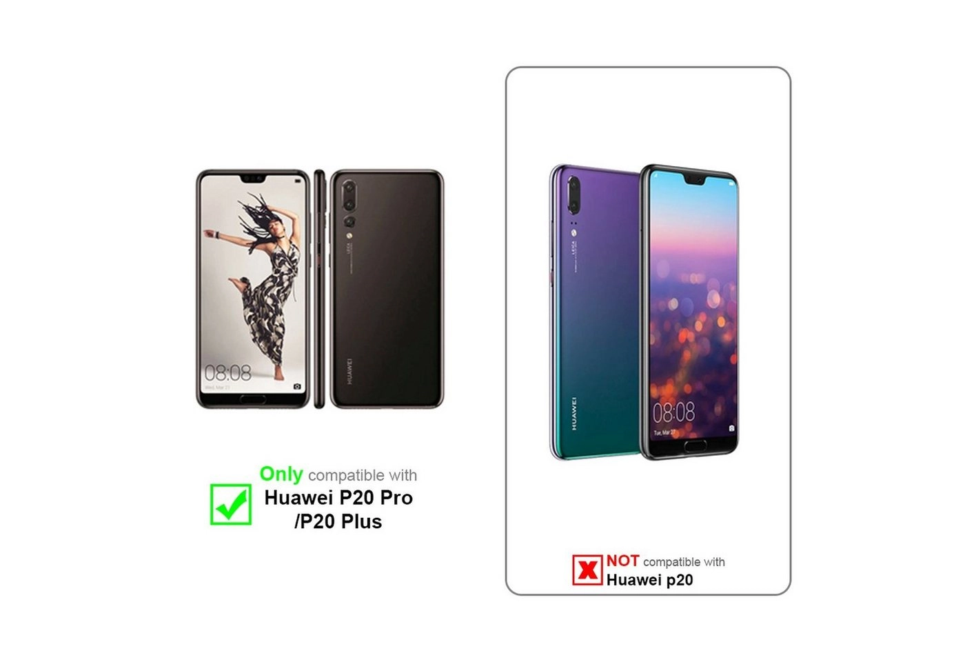 Cadorabo 3x Panzer Folie für Huawei P20 PRO Schutzfolie in KRISTALL KLAR 3er Pack Gehärtetes (Tempered) Display-Schutzglas in 9H Härte mit 3D Touch Kompatibilität