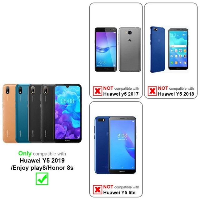 Cadorabo 3x Panzer Folie für Huawei Y5 2019 Schutzfolie in KRISTALL KLAR 3er Pack Gehärtetes (Tempered) Display-Schutzglas in 9H Härte mit 3D Touch Kompatibilität
