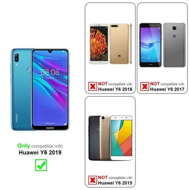 Cadorabo 3x Panzer Folie für Huawei Y6 2019 Schutzfolie in KRISTALL KLAR 3er Pack Gehärtetes (Tempered) Display-Schutzglas in 9H Härte mit 3D Touch Kompatibilität