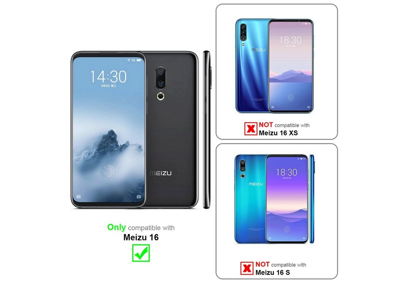 Cadorabo 3x Panzer Folie für MEIZU 16 Schutzfolie in KRISTALL KLAR 3er Pack Gehärtetes (Tempered) Display-Schutzglas in 9H Härte mit 3D Touch Kompatibilität
