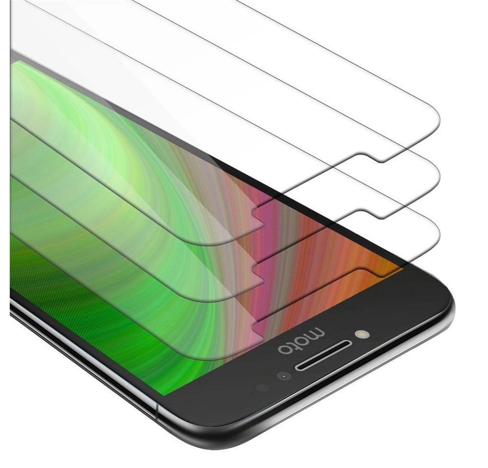 Cadorabo 3x Panzer Folie für Motorola MOTO E4 PLUS Schutzfolie in KRISTALL KLAR 3er Pack Gehärtetes (Tempered) Display-Schutzglas in 9H Härte mit 3D Touch Kompatibilität