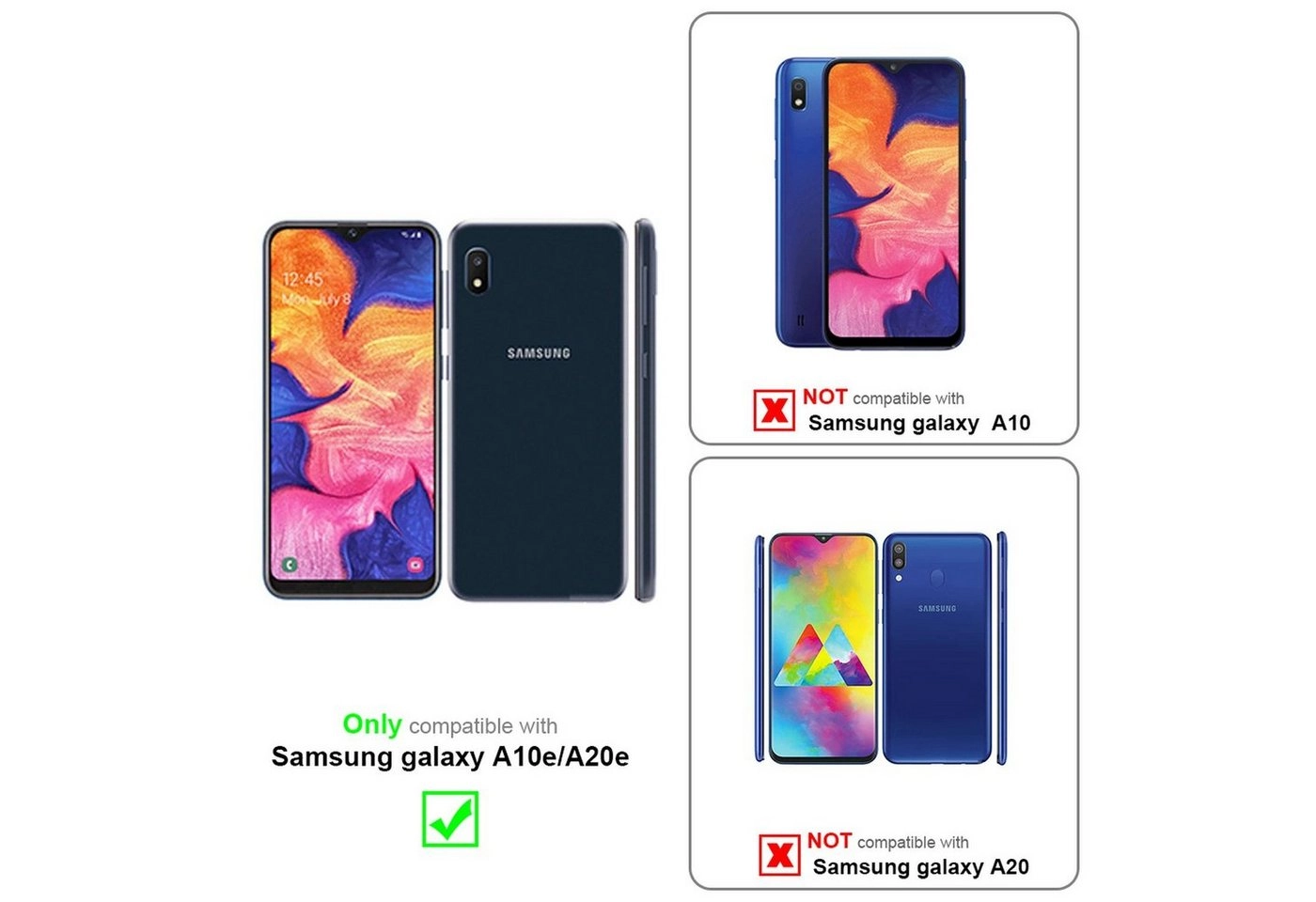 Cadorabo 3x Panzer Folie für Samsung Galaxy A20E Schutzfolie in KRISTALL KLAR 3er Pack Gehärtetes (Tempered) Display-Schutzglas in 9H Härte mit 3D Touch Kompatibilität