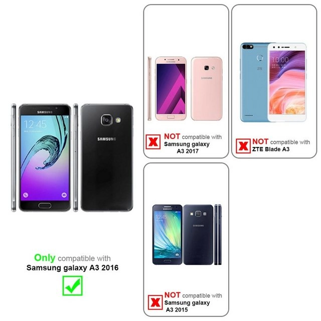 Cadorabo 3x Panzer Folie für Samsung Galaxy A3 2016 Schutzfolie in KRISTALL KLAR 3er Pack Gehärtetes (Tempered) Display-Schutzglas in 9H Härte mit 3D Touch Kompatibilität