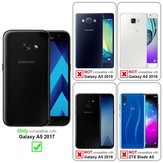 Cadorabo 3x Panzer Folie für Samsung Galaxy A5 2017 Schutzfolie in KRISTALL KLAR 3er Pack Gehärtetes (Tempered) Display-Schutzglas in 9H Härte mit 3D Touch Kompatibilität