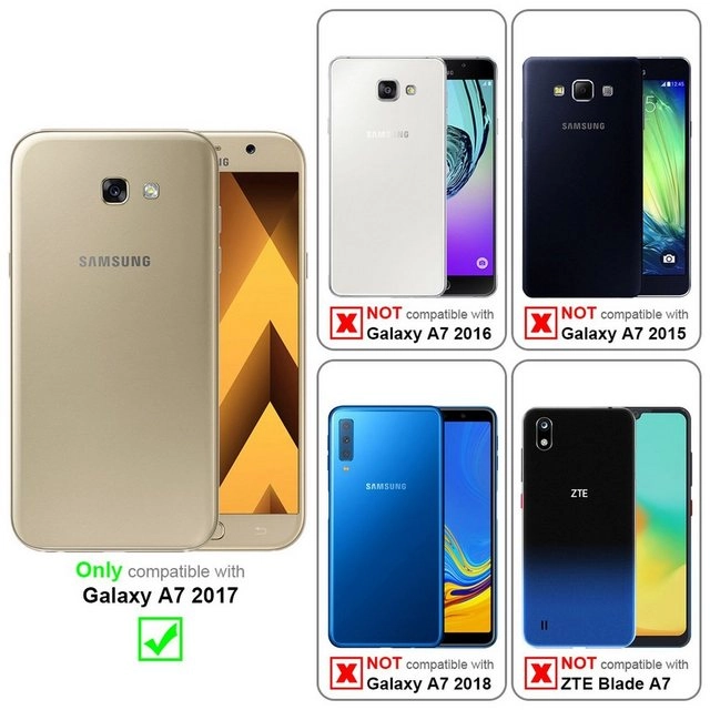 Cadorabo 3x Panzer Folie für Samsung Galaxy A7 2017 Schutzfolie in KRISTALL KLAR 3er Pack Gehärtetes (Tempered) Display-Schutzglas in 9H Härte mit 3D Touch Kompatibilität