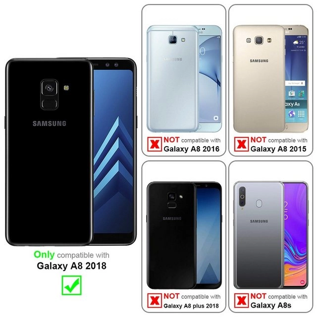 Cadorabo 3x Panzer Folie für Samsung Galaxy A8 2018 Schutzfolie in KRISTALL KLAR 3er Pack Gehärtetes (Tempered) Display-Schutzglas in 9H Härte mit 3D Touch Kompatibilität