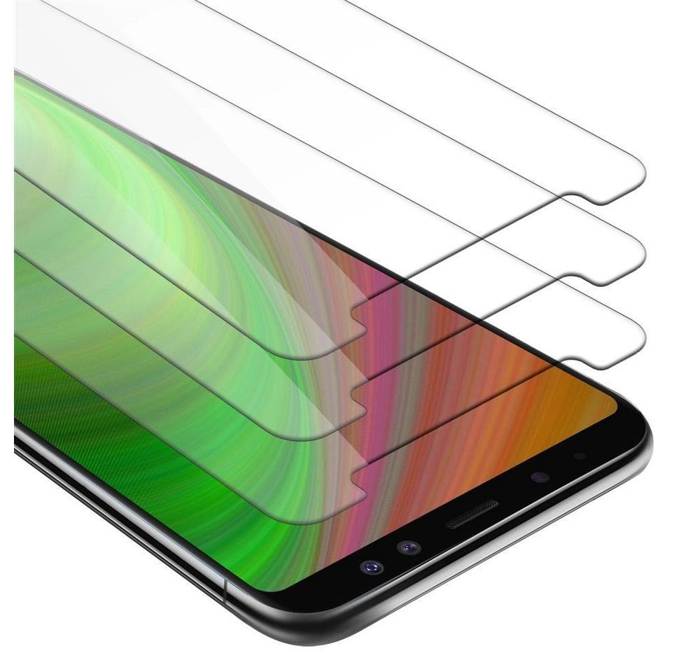Cadorabo 3x Panzer Folie für Samsung Galaxy A8 2018 Schutzfolie in KRISTALL KLAR 3er Pack Gehärtetes (Tempered) Display-Schutzglas in 9H Härte mit 3D Touch Kompatibilität