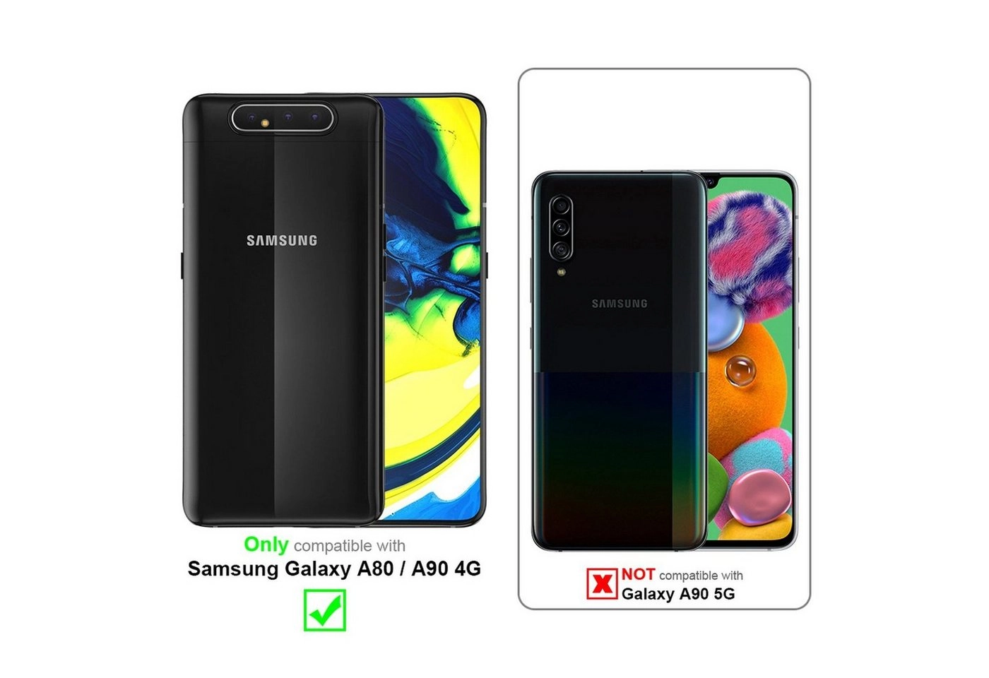 Cadorabo 3x Panzer Folie für Samsung Galaxy A90 Schutzfolie in KRISTALL KLAR 3er Pack Gehärtetes (Tempered) Display-Schutzglas in 9H Härte mit 3D Touch Kompatibilität