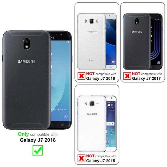 Cadorabo 3x Panzer Folie für Samsung Galaxy J7 2018 Schutzfolie in KRISTALL KLAR 3er Pack Gehärtetes (Tempered) Display-Schutzglas in 9H Härte mit 3D Touch Kompatibilität