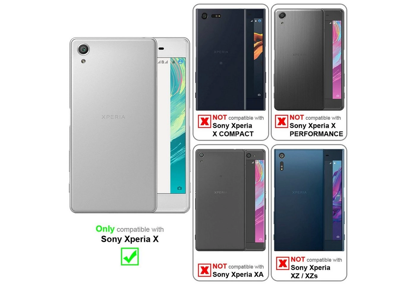 Cadorabo 3x Panzer Folie für Sony Xperia X Schutzfolie in KRISTALL KLAR 3er Pack Gehärtetes (Tempered) Display-Schutzglas in 9H Härte mit 3D Touch Kompatibilität