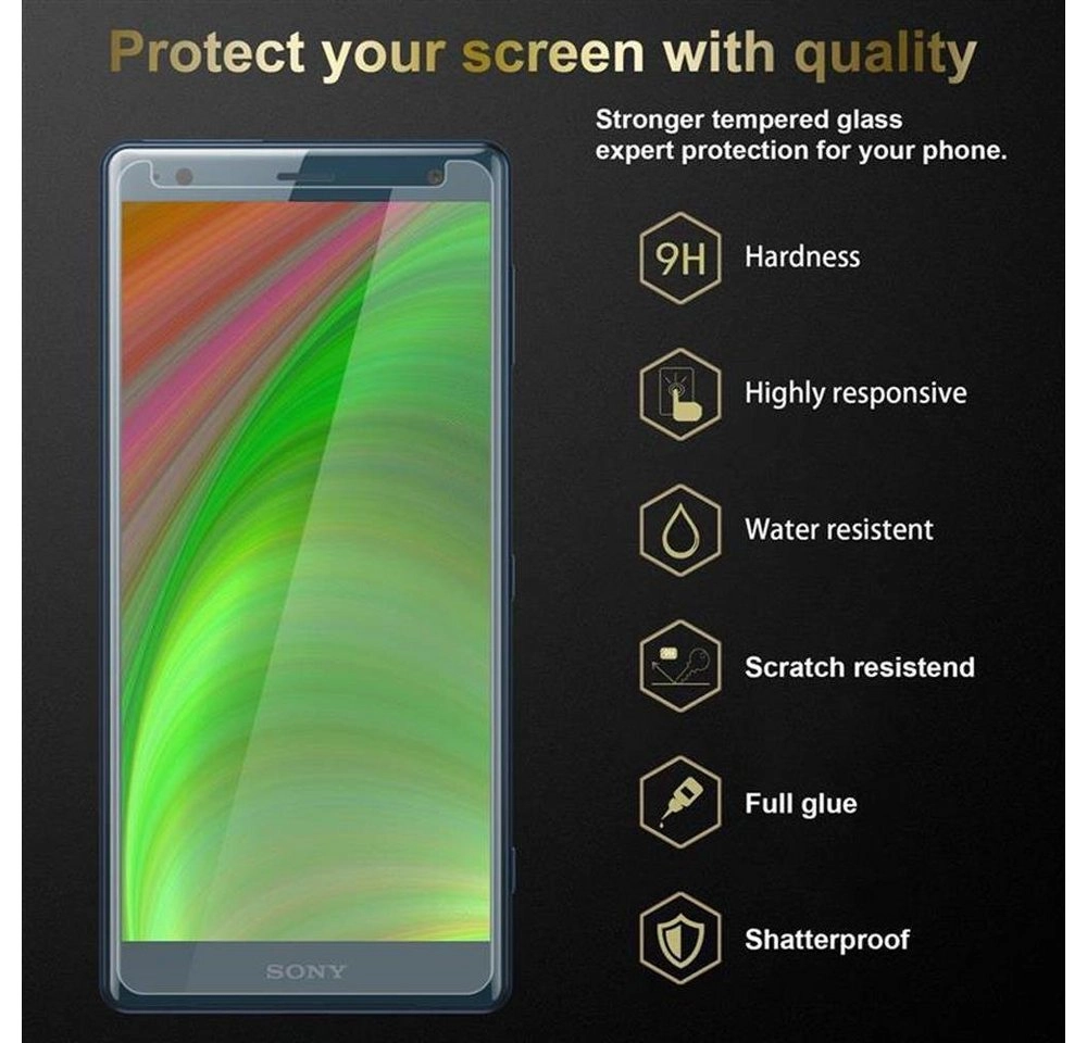 Cadorabo 3x Panzer Folie für Sony Xperia XZ2 Schutzfolie in KRISTALL KLAR 3er Pack Gehärtetes (Tempered) Display-Schutzglas in 9H Härte mit 3D Touch Kompatibilität