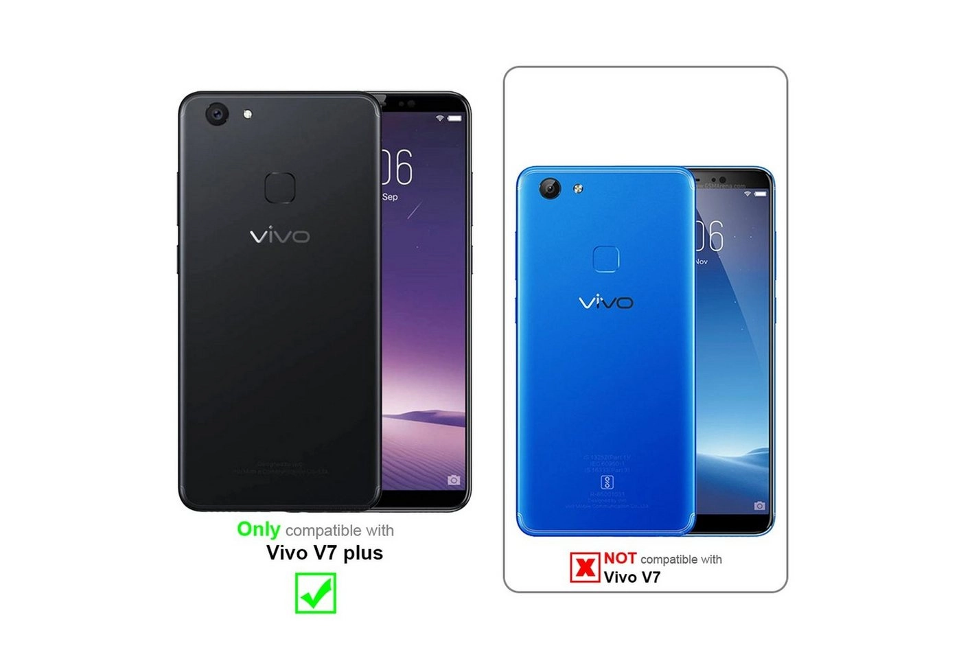 Cadorabo 3x Panzer Folie für Vivo V7 PLUS Schutzfolie in KRISTALL KLAR 3er Pack Gehärtetes (Tempered) Display-Schutzglas in 9H Härte mit 3D Touch Kompatibilität