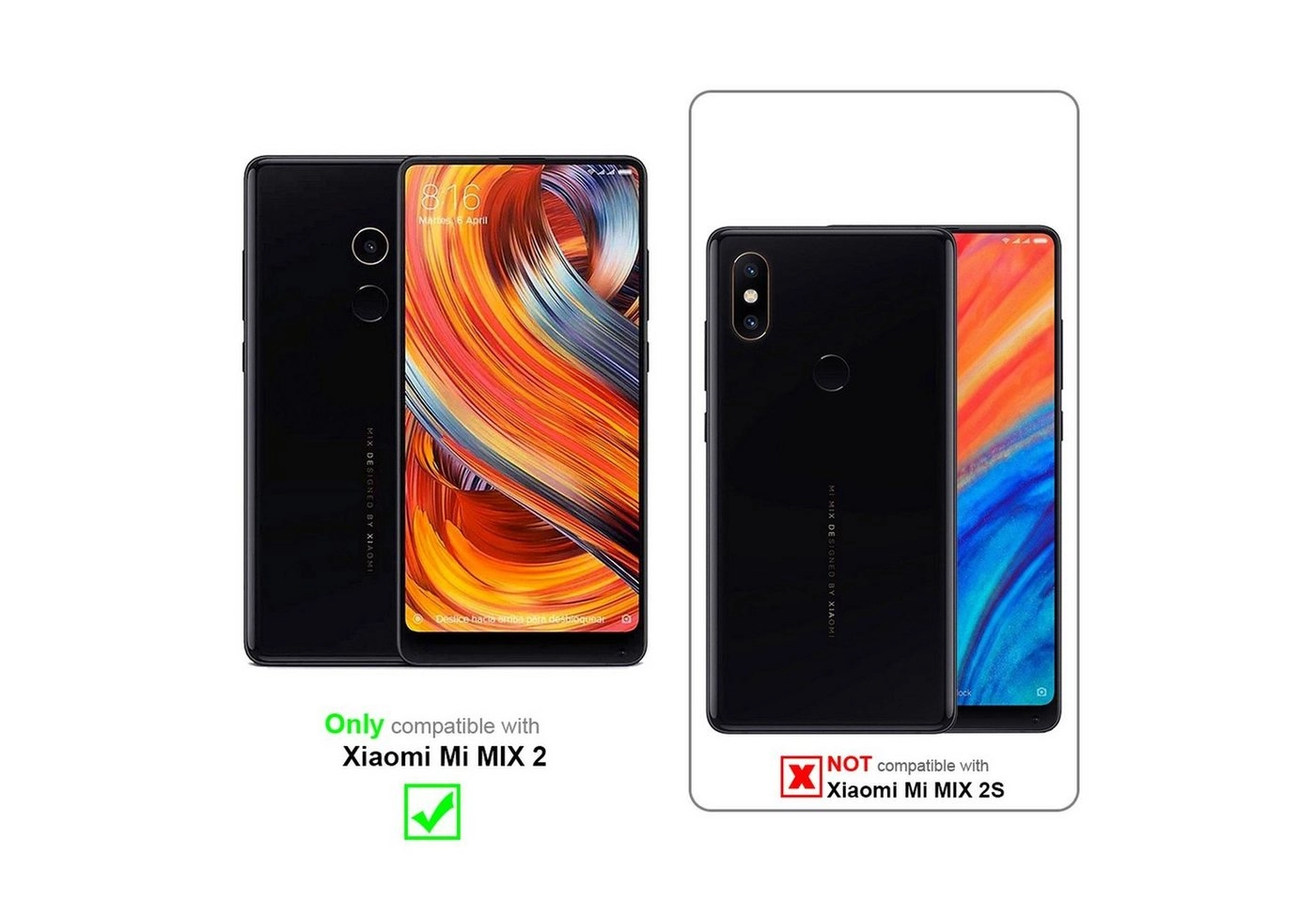 Cadorabo 3x Panzer Folie für Xiaomi Mi Mix 2 Schutzfolie in KRISTALL KLAR 3er Pack Gehärtetes (Tempered) Display-Schutzglas in 9H Härte mit 3D Touch Kompatibilität