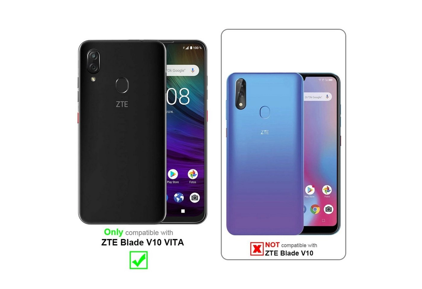 Cadorabo 3x Panzer Folie für ZTE Blade V10 Vita Schutzfolie in KRISTALL KLAR 3er Pack Gehärtetes (Tempered) Display-Schutzglas in 9H Härte mit 3D Touch Kompatibilität