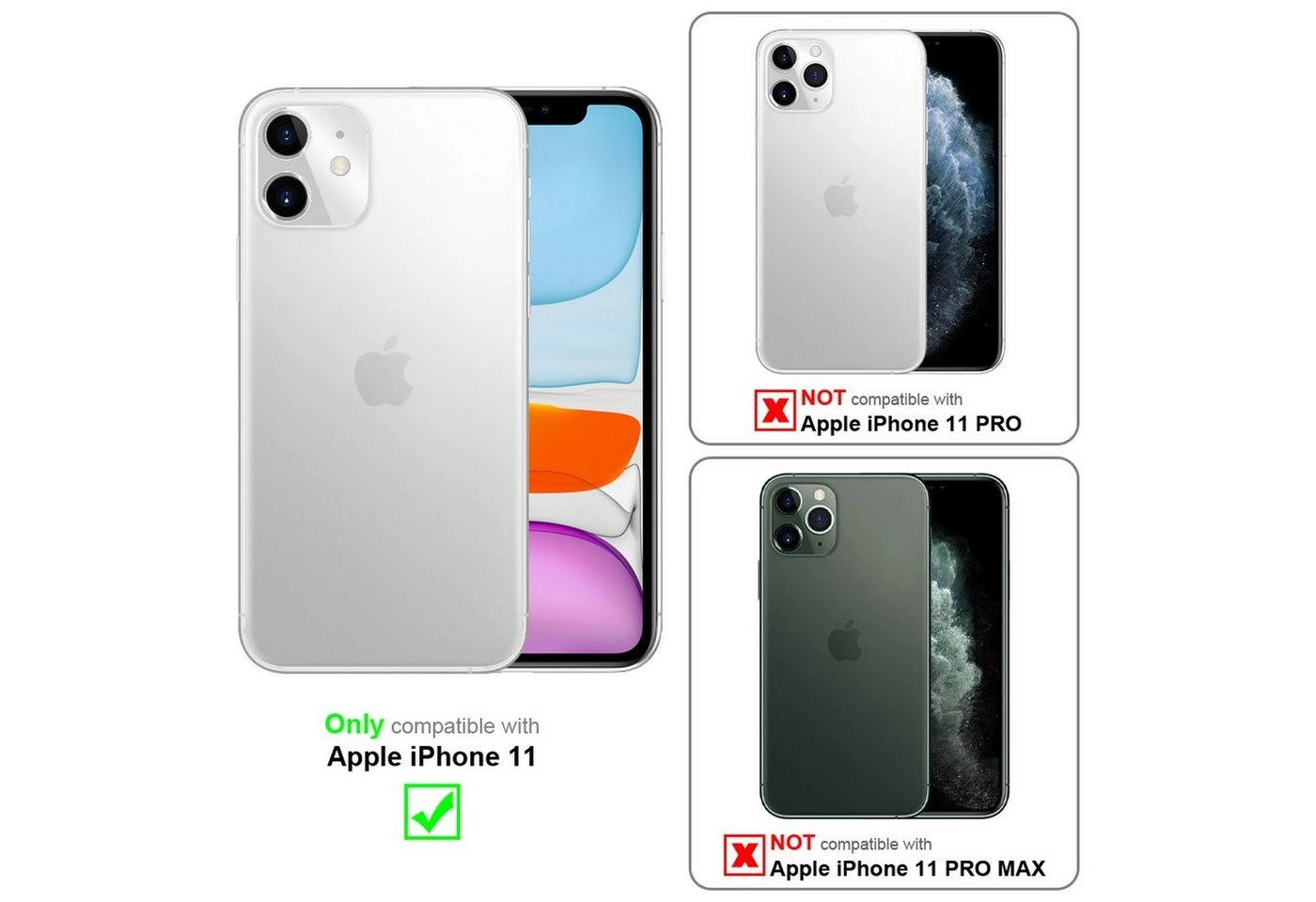 Cadorabo 3x Vollbild Panzer Folie für Apple iPhone 11 (XI) Schutzfolie in TRANSPARENT mit SCHWARZ 3er Pack Gehärtetes (Tempered) Display-Schutzglas in 9H Härte mit 3D Touch