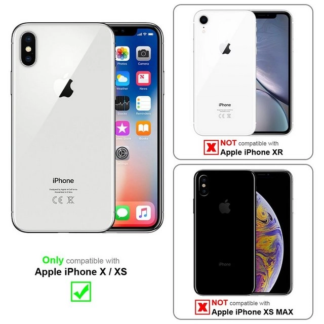 Cadorabo 3x Vollbild Panzer Folie für Apple iPhone X / XS Schutzfolie in TRANSPARENT mit SCHWARZ 3er Pack Gehärtetes (Tempered) Display-Schutzglas in 9H Härte mit 3D Touch