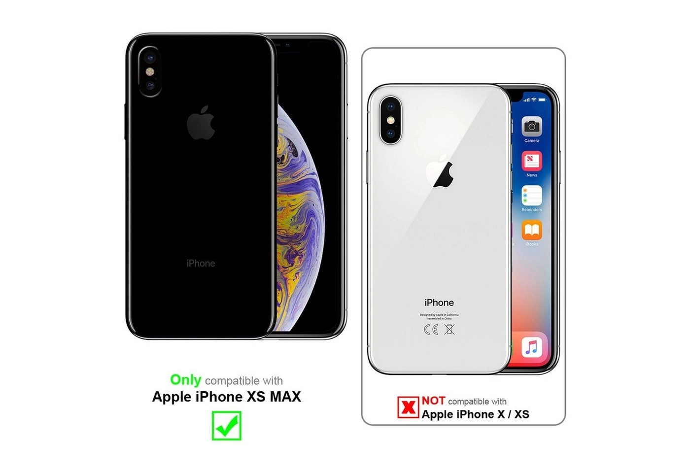 Cadorabo 3x Vollbild Panzer Folie für Apple iPhone XS MAX Schutzfolie in TRANSPARENT mit SCHWARZ 3er Pack Gehärtetes (Tempered) Display-Schutzglas in 9H Härte mit 3D Touch