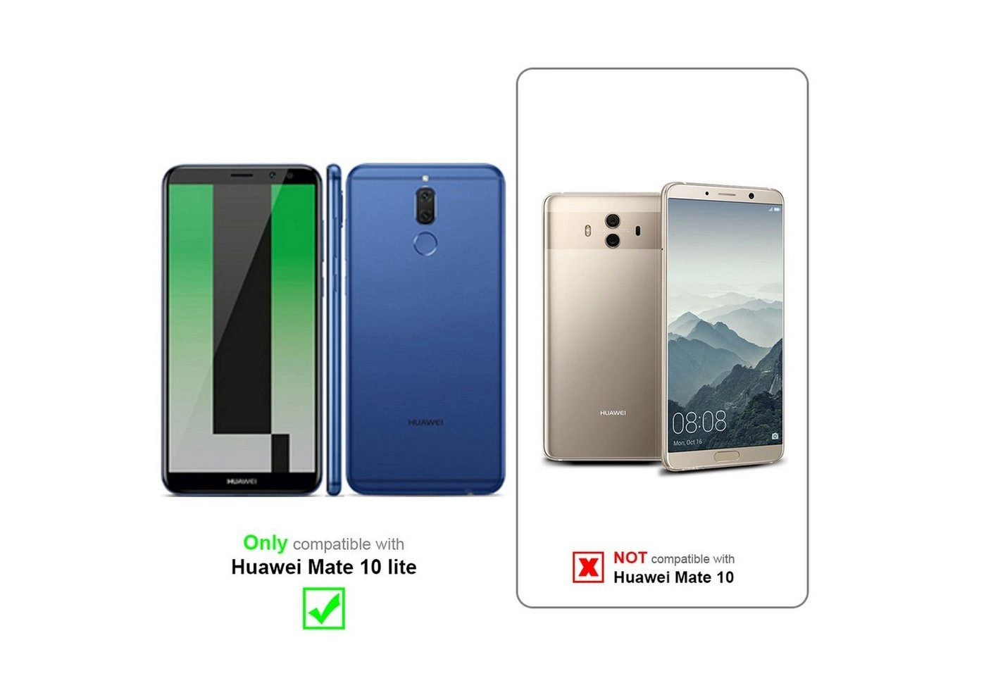 Cadorabo 3x Vollbild Panzer Folie für Huawei MATE 10 LITE Schutzfolie in TRANSPARENT mit SCHWARZ 3er Pack Gehärtetes (Tempered) Display-Schutzglas in 9H Härte mit 3D Touch