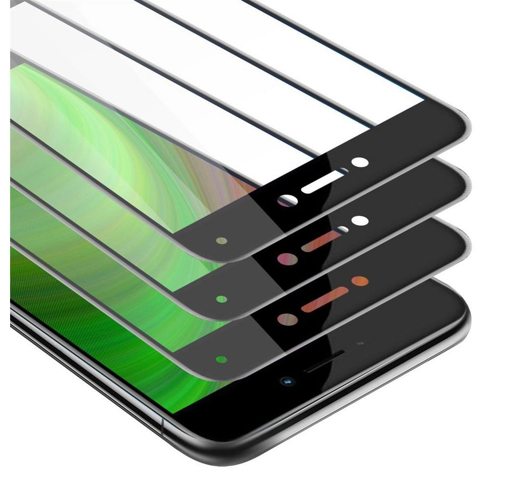 Cadorabo 3x Vollbild Panzer Folie für Huawei NOVA LITE Schutzfolie in TRANSPARENT mit SCHWARZ 3er Pack Gehärtetes (Tempered) Display-Schutzglas in 9H Härte mit 3D Touch